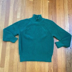 J. Crew Green Turtleneck Thick Sweater